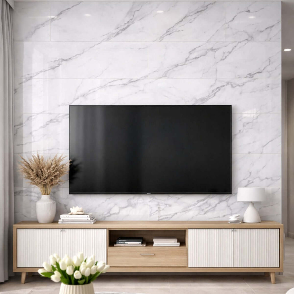 Mermer Desenli Yapışkanlı PVC Duvar Paneli 60×30 cm – 5 Adet