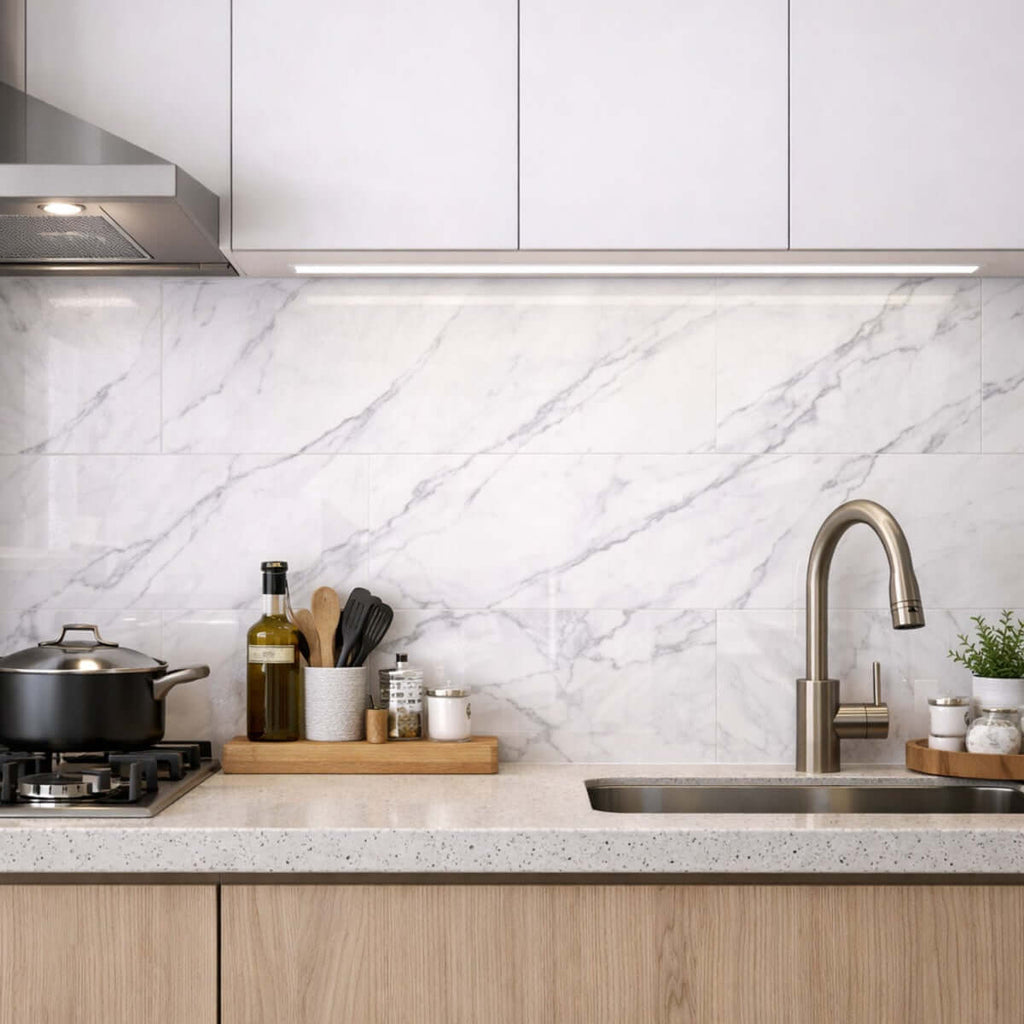 Mermer Desenli Yapışkanlı PVC Duvar Paneli 60×30 cm – 5 Adet