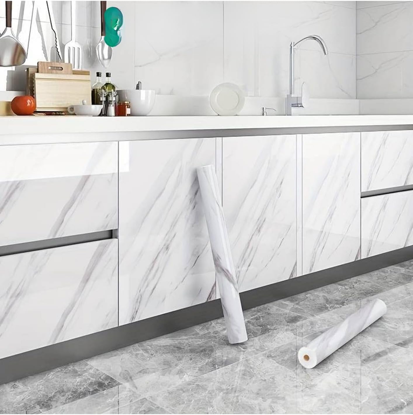 Mermer Desenli Folyo Kaplama Kendinden Yapışkanlı