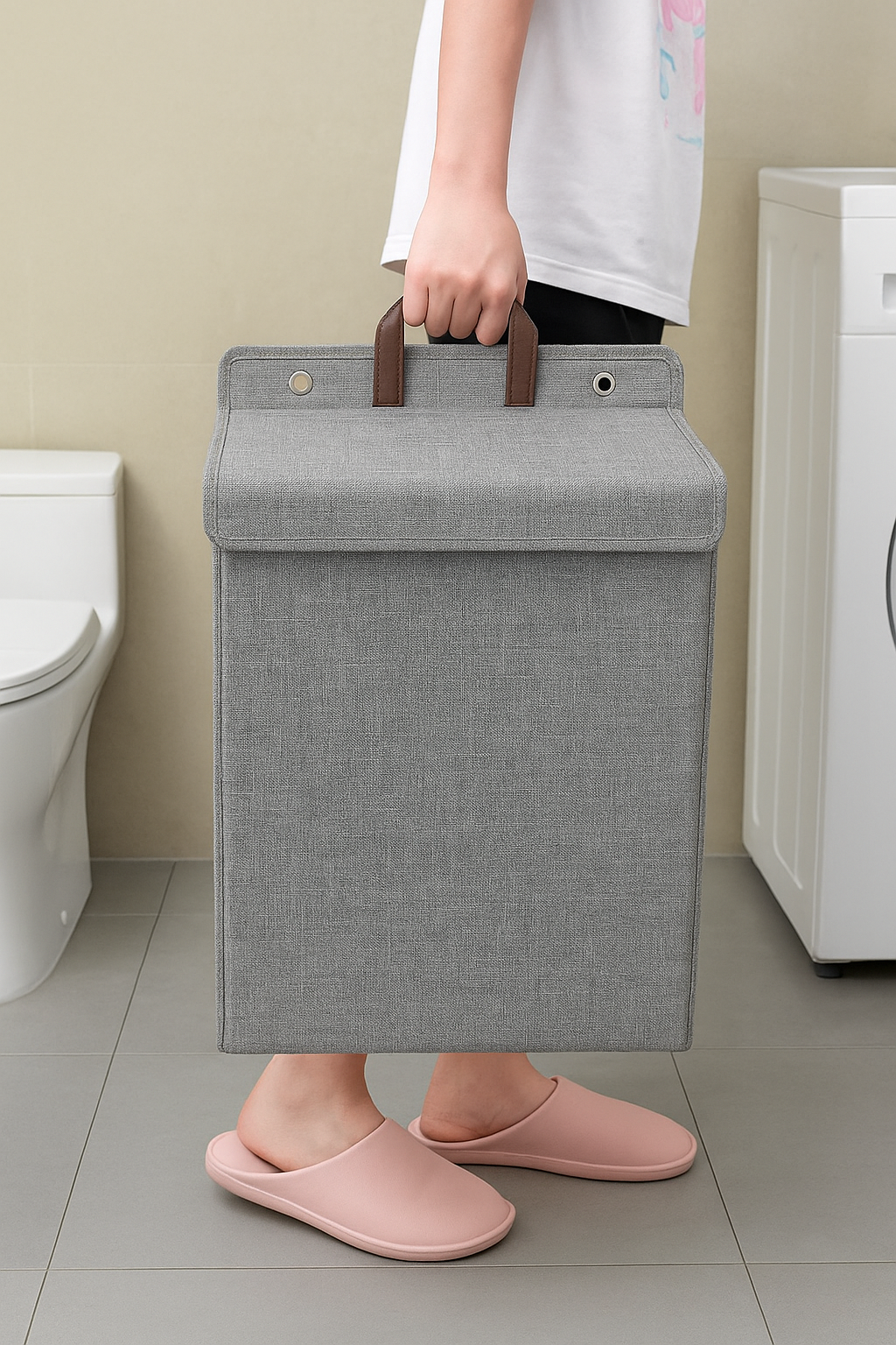 Katlanır Kirli Çamaşır Sepeti Kumaş Duvara Monte Büyük Boy Çamaşırlık 60 Litre