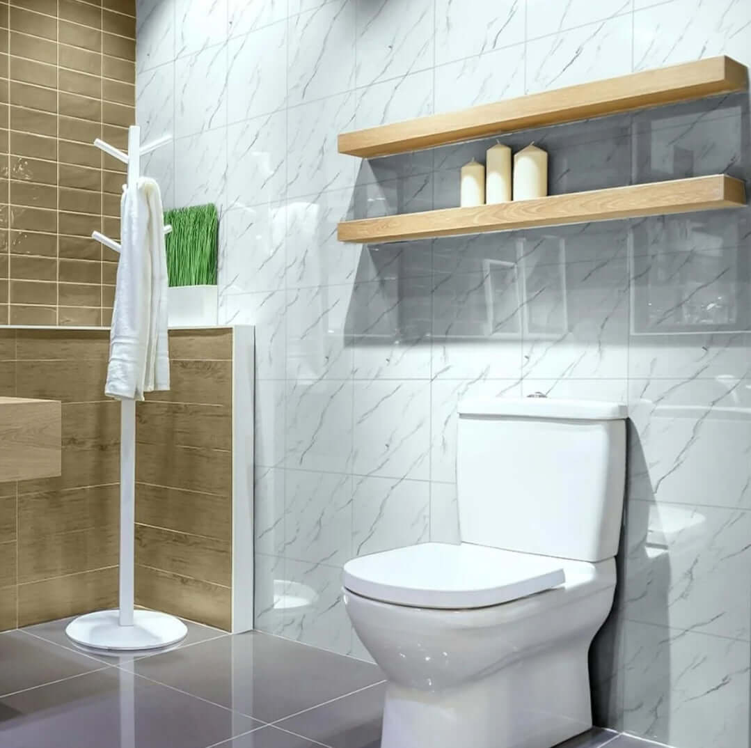 Mermer Desenli Yapışkanlı PVC Duvar Paneli 60×30 cm – 5 Adet