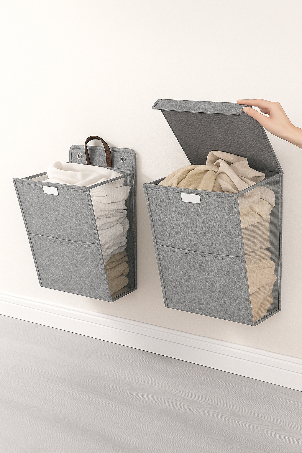 Katlanır Kirli Çamaşır Sepeti Kumaş Duvara Monte Büyük Boy Çamaşırlık 60 Litre